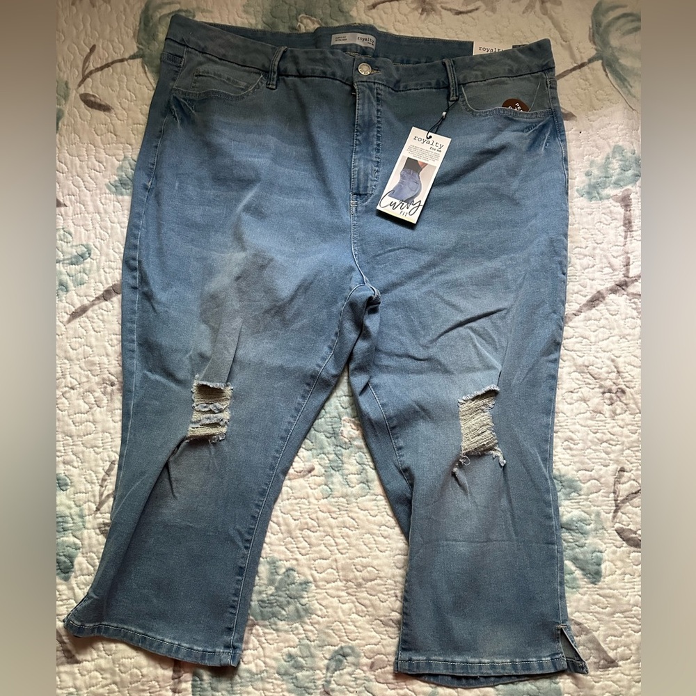 🍉 Royalty for me Ultra high waisted crop jeans curvy fit stretchy NWT, 24W